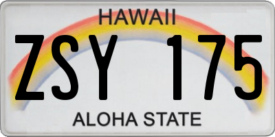 HI license plate ZSY175
