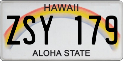 HI license plate ZSY179
