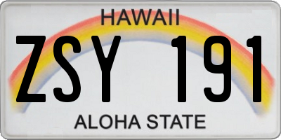 HI license plate ZSY191