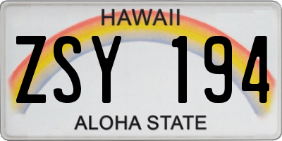 HI license plate ZSY194