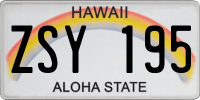 HI license plate ZSY195