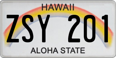 HI license plate ZSY201
