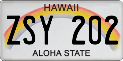 HI license plate ZSY202