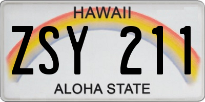 HI license plate ZSY211