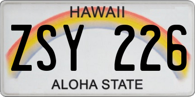 HI license plate ZSY226