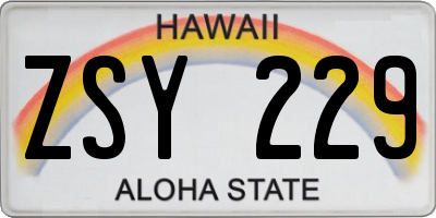 HI license plate ZSY229