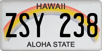 HI license plate ZSY238