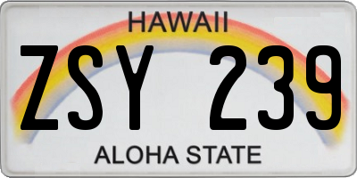 HI license plate ZSY239