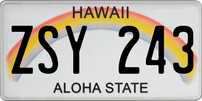 HI license plate ZSY243