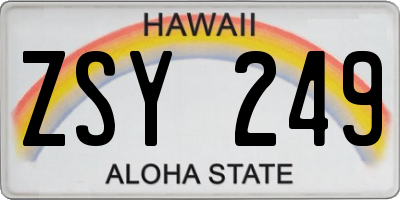 HI license plate ZSY249