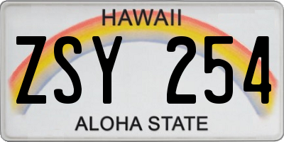 HI license plate ZSY254