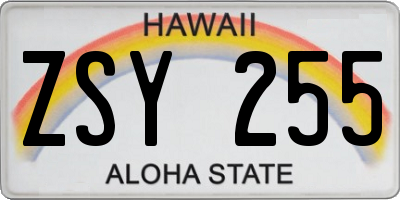 HI license plate ZSY255