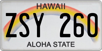HI license plate ZSY260