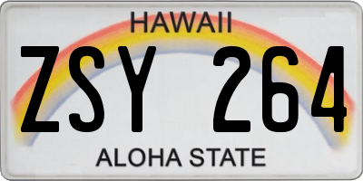 HI license plate ZSY264