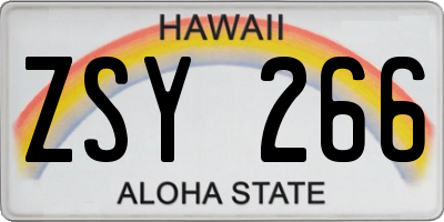 HI license plate ZSY266