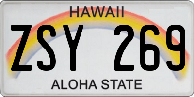 HI license plate ZSY269