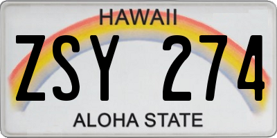 HI license plate ZSY274