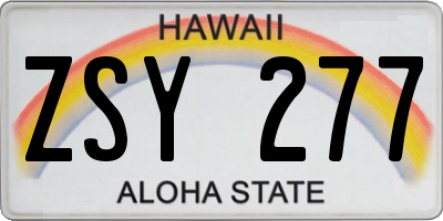 HI license plate ZSY277