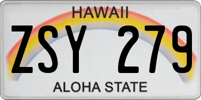 HI license plate ZSY279