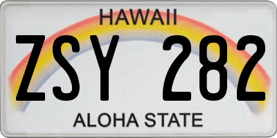 HI license plate ZSY282