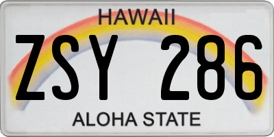 HI license plate ZSY286