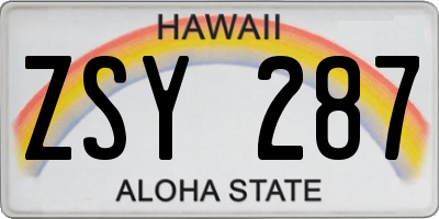 HI license plate ZSY287