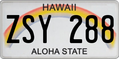 HI license plate ZSY288