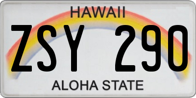 HI license plate ZSY290