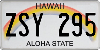 HI license plate ZSY295