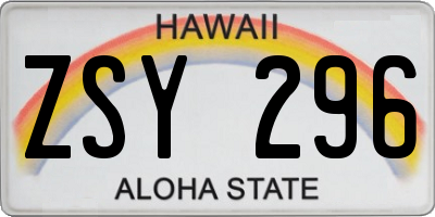 HI license plate ZSY296