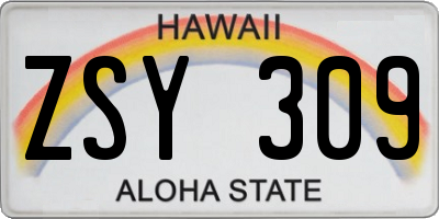 HI license plate ZSY309