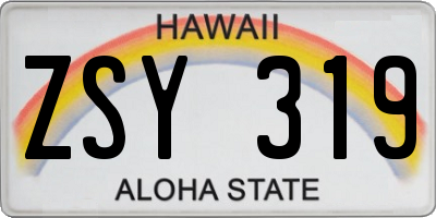 HI license plate ZSY319