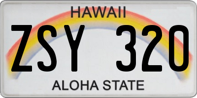 HI license plate ZSY320