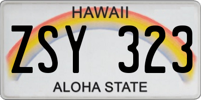 HI license plate ZSY323