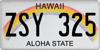 HI license plate ZSY325
