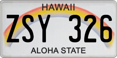 HI license plate ZSY326