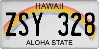 HI license plate ZSY328