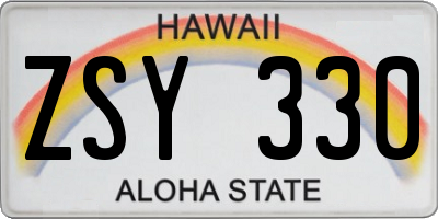 HI license plate ZSY330