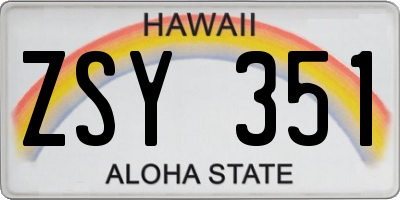 HI license plate ZSY351