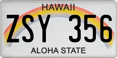 HI license plate ZSY356