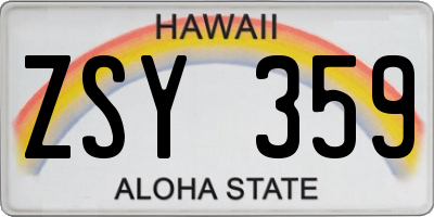 HI license plate ZSY359