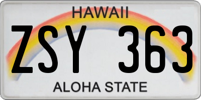 HI license plate ZSY363