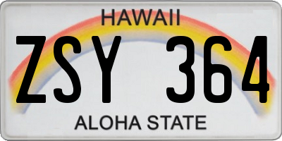 HI license plate ZSY364