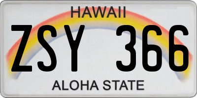 HI license plate ZSY366