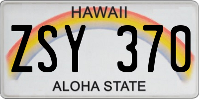HI license plate ZSY370