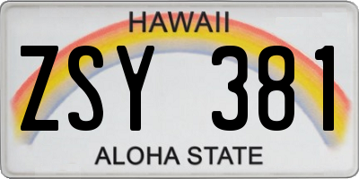 HI license plate ZSY381
