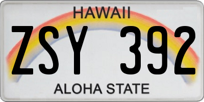 HI license plate ZSY392