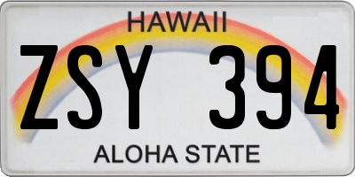 HI license plate ZSY394
