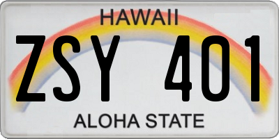 HI license plate ZSY401