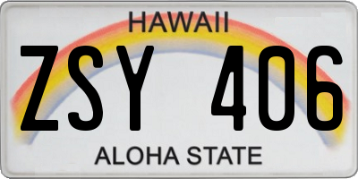 HI license plate ZSY406